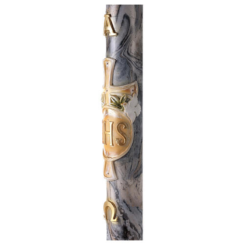 Paschal candle with JHS on black marble finish 120x8 cm 4