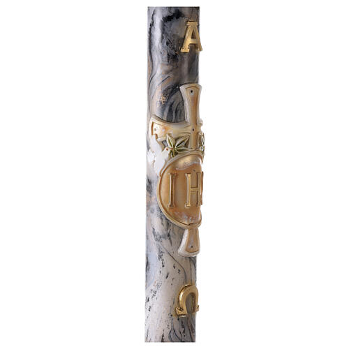 Paschal candle with JHS on black marble finish 120x8 cm 5