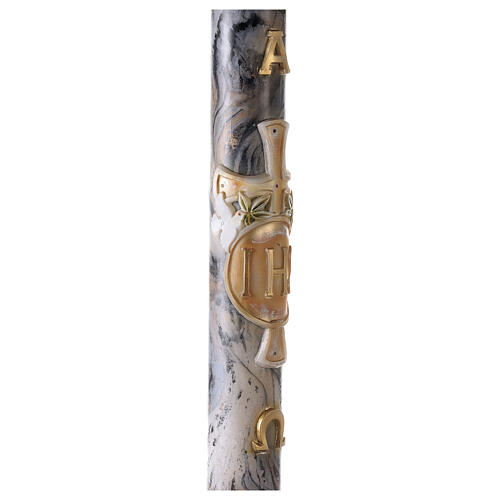 Paschal candle with JHS on black marble finish 120x8 cm 6