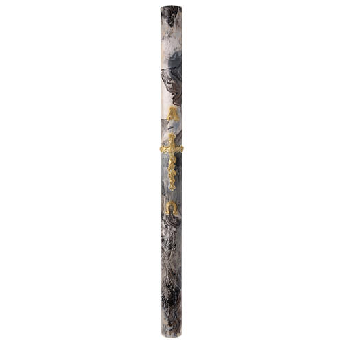 Osterkerze, Alfa und Omega, goldenes Kreuz, grau marmoriert, 120x8 cm 9