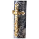 Osterkerze, Alfa und Omega, goldenes Kreuz, grau marmoriert, 120x8 cm s3