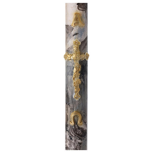 Paschal candle with Alpha Omega and golden cross on black marble finish 120x8 cm 8