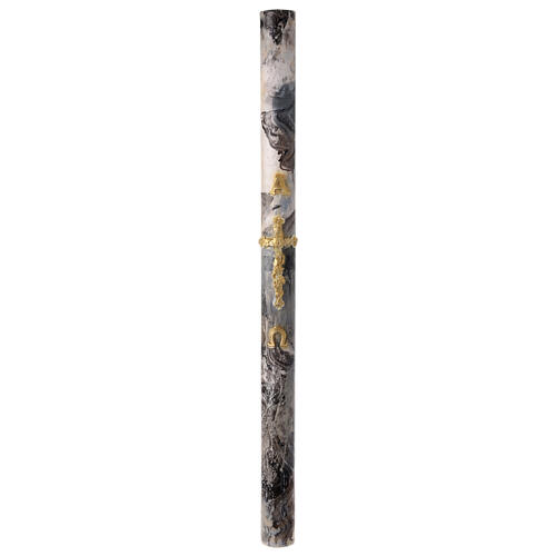 Paschal candle with Alpha Omega and golden cross on black marble finish 120x8 cm 9