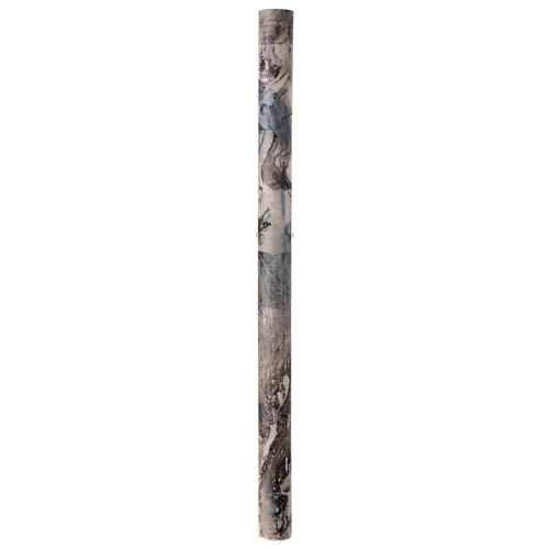 Paschal candle with Alpha Omega and golden cross on black marble finish 120x8 cm 11