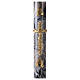 Paschal candle with Alpha Omega and golden cross on black marble finish 120x8 cm s1