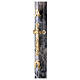 Paschal candle with Alpha Omega and golden cross on black marble finish 120x8 cm s4