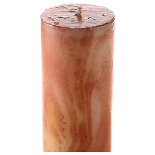 Paschal candle with JHS and cross on orange marble finish 120x8 cm 6