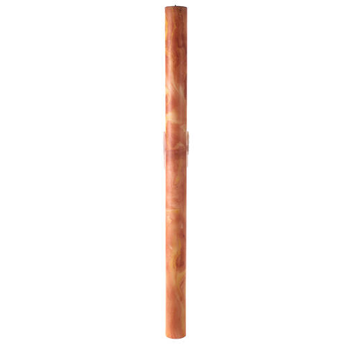 Paschal candle with JHS and cross on orange marble finish 120x8 cm 7