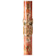 Paschal candle with JHS and cross on orange marble finish 120x8 cm s1