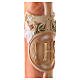 Paschal candle with JHS and cross on orange marble finish 120x8 cm s3