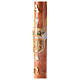 Paschal candle with JHS and cross on orange marble finish 120x8 cm s4