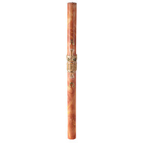 Paschal Candle JHS orange marbled cross 120x8 cm