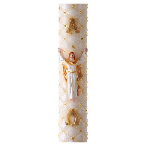 Paschal candle with matelassé finish, Risen Jesus, 120x8 cm 1