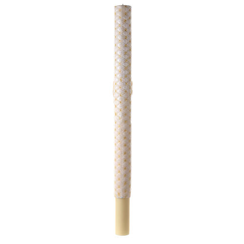 Paschal candle with matelassé finish, JHS and cross, 120x8 cm 7