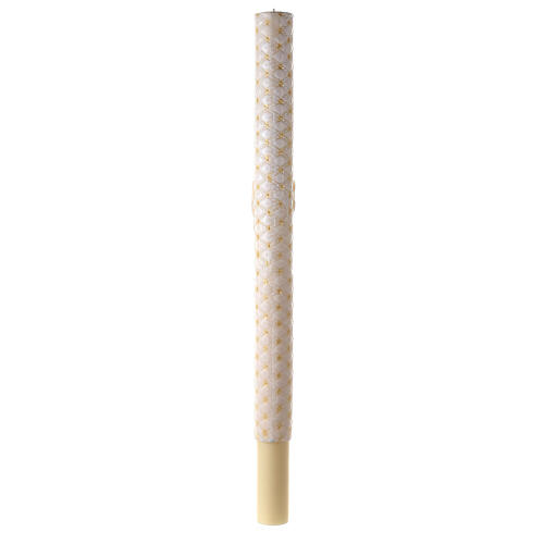 Paschal candle with matelassé finish, JHS and cross, 120x8 cm 8