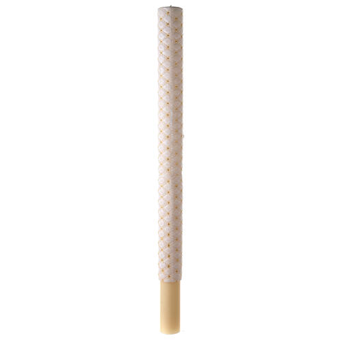Paschal candle with matelassé finish, Alpha, Omega and golden cross, 120x8 cm 7