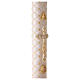 Paschal candle with matelassé finish, Alpha, Omega and golden cross, 120x8 cm s5