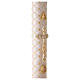 Paschal candle with matelassé finish, Alpha, Omega and golden cross, 120x8 cm s6