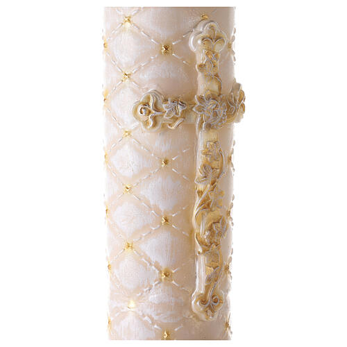 Paschal Candle Alpha Omega golden cross quilted 120x8 cm 3