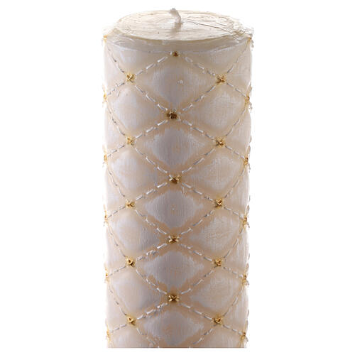 Paschal Candle Alpha Omega golden cross quilted 120x8 cm 6