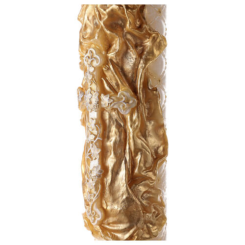 Paschal candle with matelassé finish, cross on a golden cloak, Alpha and Omega, 120x8 cm 3
