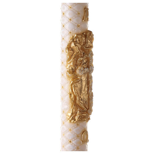 Paschal candle with matelassé finish, cross on a golden cloak, Alpha and Omega, 120x8 cm 5