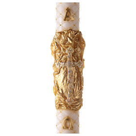Círio Pascal Alfa e Ómega Cruz Pano Dourado decoração matelassê 120x8 cm