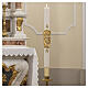 Paschal Candle Alpha Omega Cross golden cloak quilted 120x8 cm s2