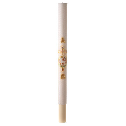 Paschal candle with lace finish, cross with Lamb, 120x8 cm 2