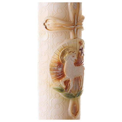 Paschal Candle with white embroidery lamb cross 120x8 cm 3
