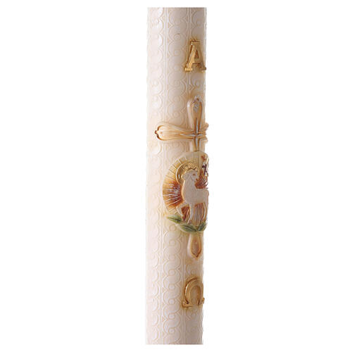 Paschal Candle with white embroidery lamb cross 120x8 cm 5