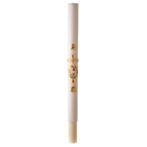 Paschal Candle with white embroidery lamb cross 120x8 cm 4