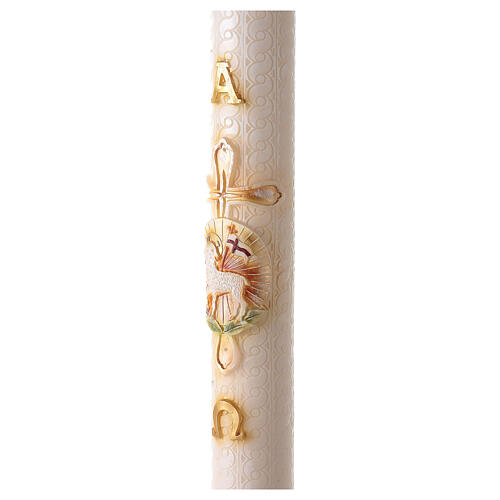 Paschal Candle with white embroidery lamb cross 120x8 cm 5