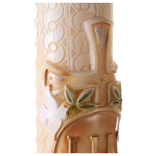Paschal candle with lace finish, JHS and cross, 120x8 cm 3