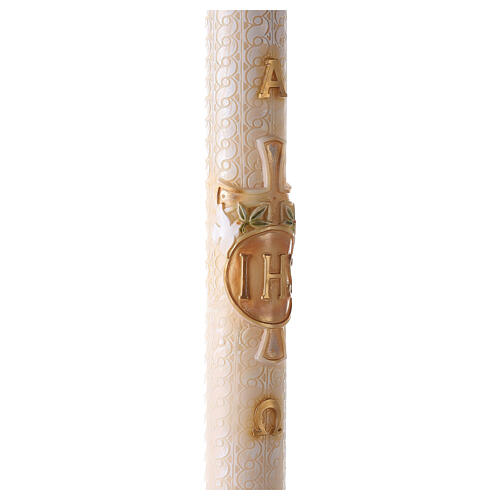 Paschal candle with lace finish, JHS and cross, 120x8 cm 5
