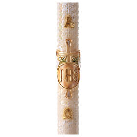 Paschal Candle JHS cross embroidered white 120x8 cm