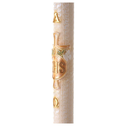 Paschal Candle JHS cross embroidered white 120x8 cm 5