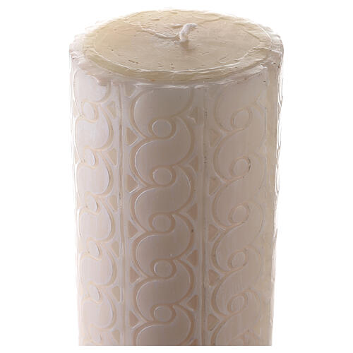 Cierge pascal motif dentelle croix rouge Agneau Alpha et Oméga 120x8 cm 8