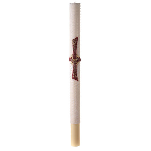 Cero Pasquale Alfa Omega croce rossa Agnello ricamato bianco 120x8 cm 2