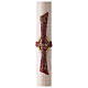 Cero Pasquale Alfa Omega croce rossa Agnello ricamato bianco 120x8 cm s1