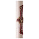 Círio Pascal Alfa e Ómega Cruz vermelha, Cordeiro e decoração bordado branco 120x8 cm s5