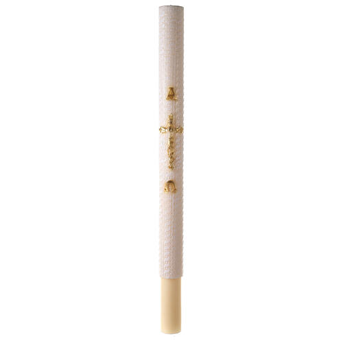 Paschal candle with lace finish, golden cross, Alpha and Omega, 120x8 cm 2