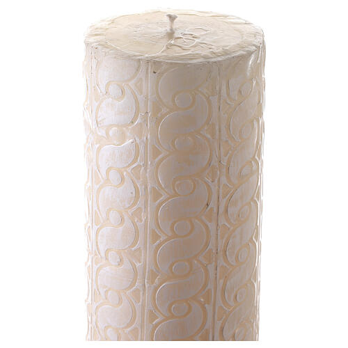 Círio Pascal Alfa e Ómega Cruz dourada e decoração bordado branco 120x8 cm 7