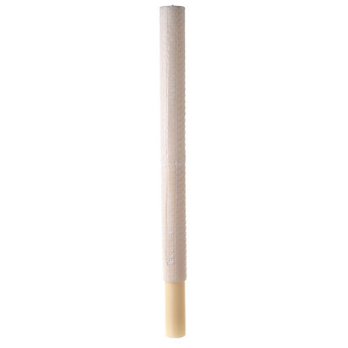 Círio Pascal Alfa e Ómega Cruz dourada e decoração bordado branco 120x8 cm 8