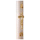 Círio Pascal Alfa e Ómega Cruz dourada e decoração bordado branco 120x8 cm s5