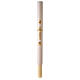 Círio Pascal Alfa e Ómega Cruz dourada e decoração bordado branco 120x8 cm s3