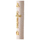 Círio Pascal Alfa e Ómega Cruz dourada e decoração bordado branco 120x8 cm s5