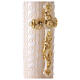 Paschal Candle Alpha Omega golden cross white embroidery pattern 120x8 cm s4
