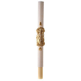 Paschal candle with lace finish, cross on golden cloak, Alpha and Omega, 120x8 cm