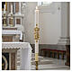 Paschal candle with lace finish, cross on golden cloak, Alpha and Omega, 120x8 cm s2
